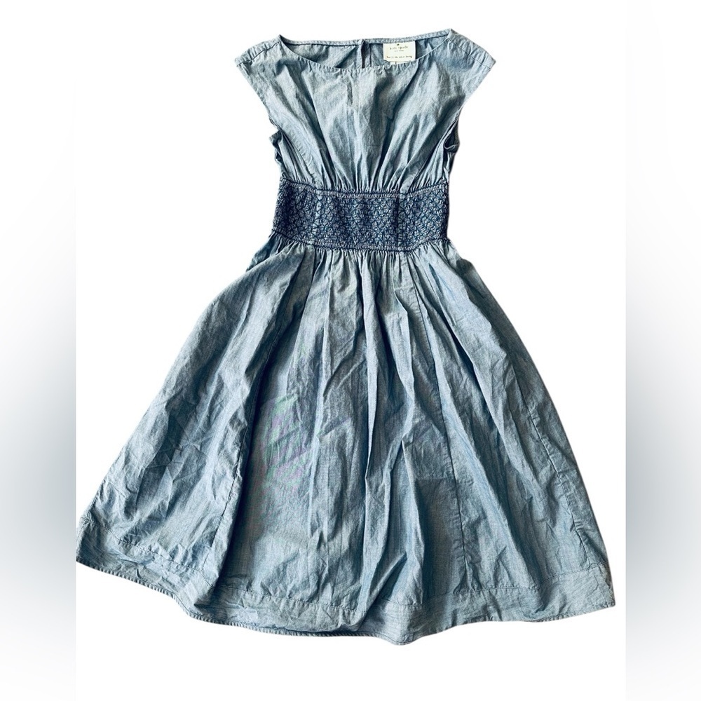 Kate Spade Blair Chambray Dress with pockets Sz 2 EUC - Hem Altered - Picture 3 of 10